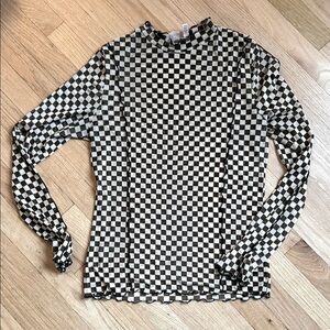 Sheer Checkered Long Sleeve